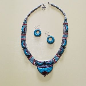 Tribal style Necklace with earrings